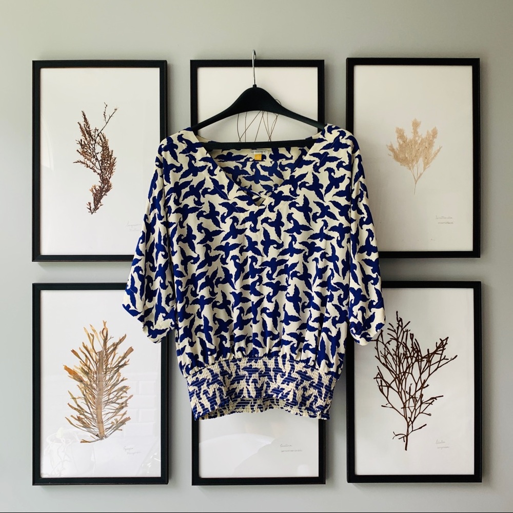 Anthropologie Leifsdottir Cream/Violet Silk Blouse